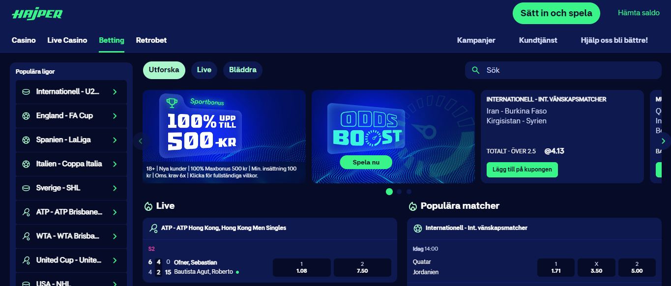 Hajper Bookmaker, svenskabettingsidor.online