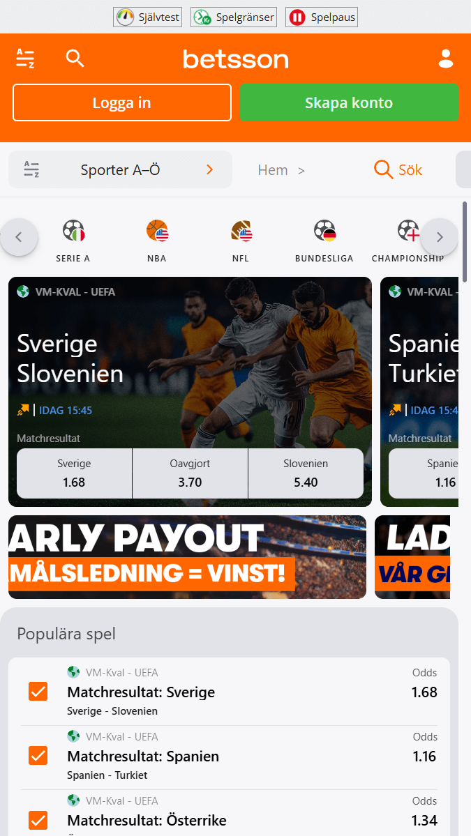 VM-Kval 2026-spel med höga odds