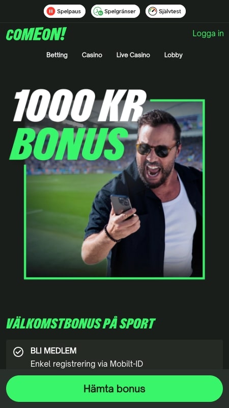 ComeOn välkomstbonus i Sverige