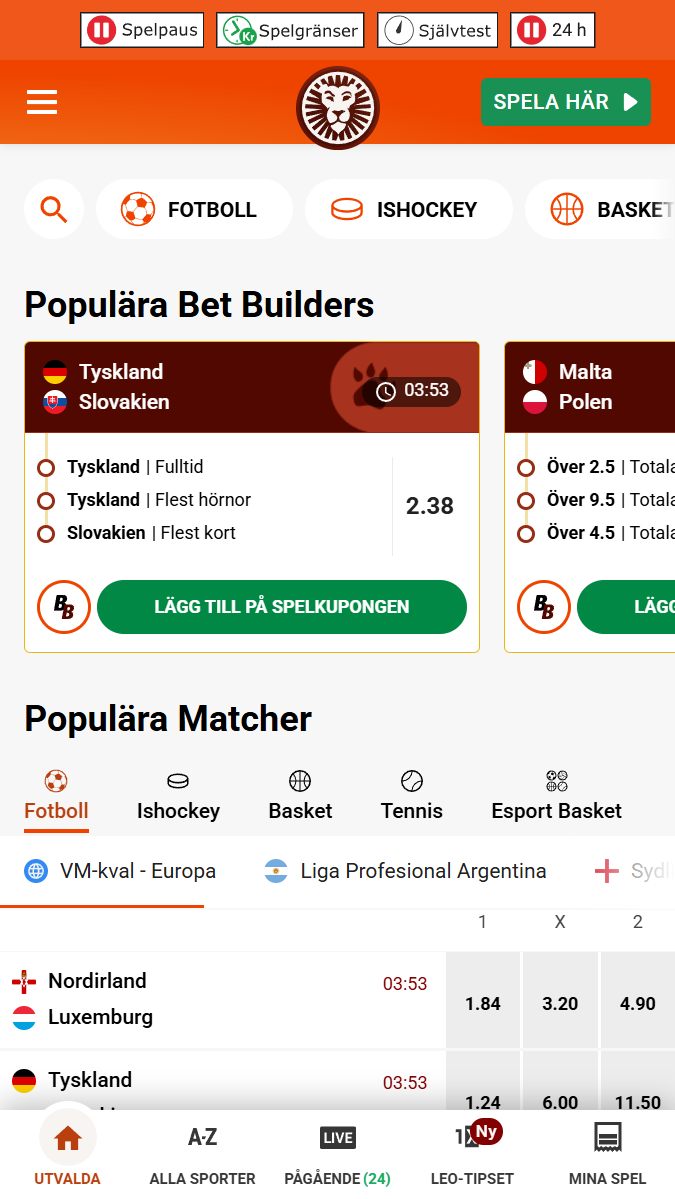 Sportspel hos LeoVegas Sverige