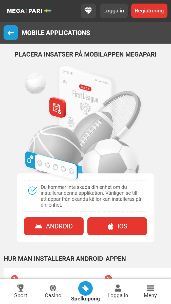 Megapari-spel från din mobil