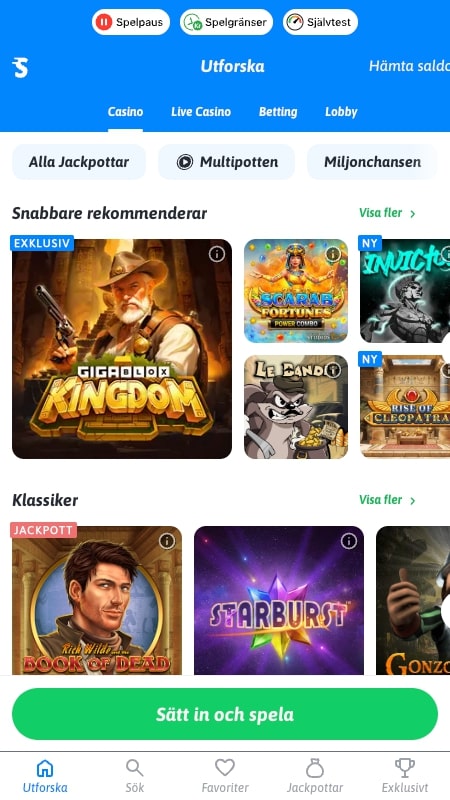 Snabbare – Casinon utan registrering