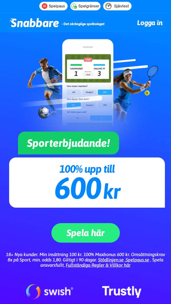 Hemsida för Snabbare bookmakers
