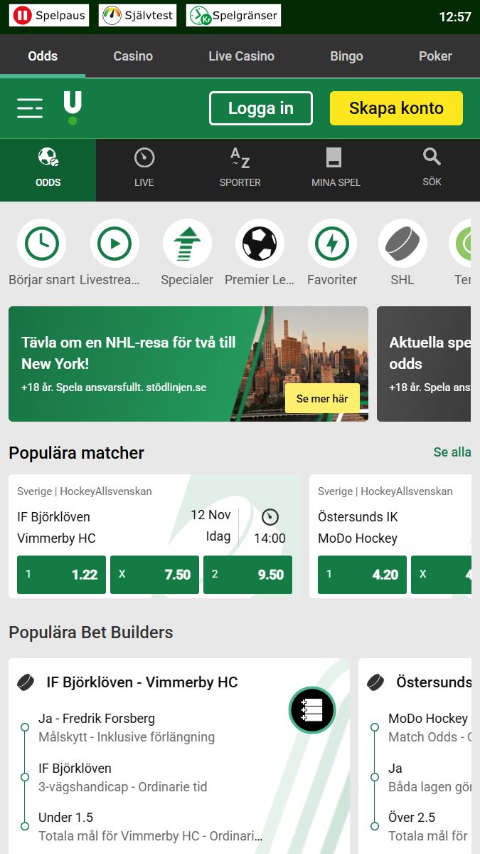 Sportspel online hos Unibet