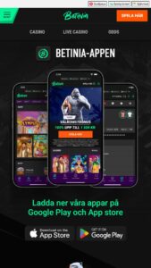 Mobilt spelgränssnitt med Betinia