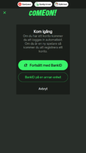 Skapa ett ComeOn!-konto