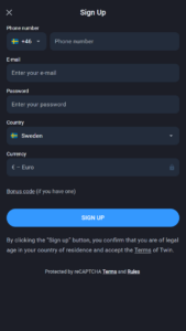 Skapa ett konto pÄ Twin Sweden