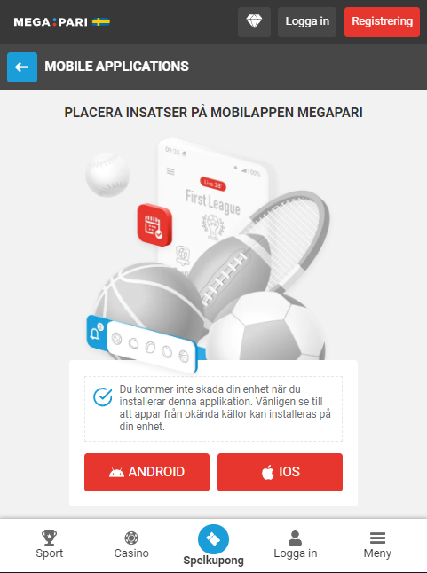 Megapari mobile app