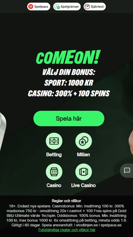 Online ComeOn hemsida