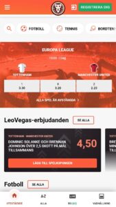 LeoVegas webbplats för sportspel