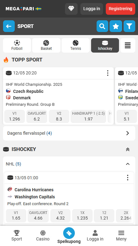 Megapari betting på NHL