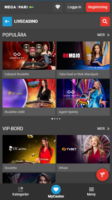 Megapari live casino