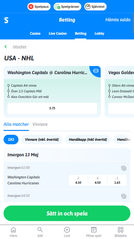 Snabbare betting på NHL