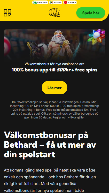 Bethard free spins bonusar 