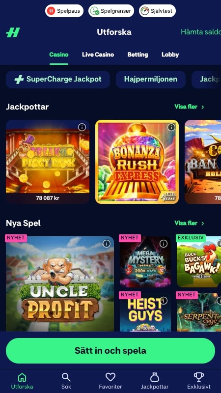 Hajper – Casinon utan registrering