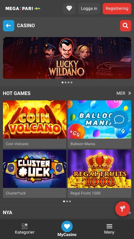 Megapari – Casinon utan registrering