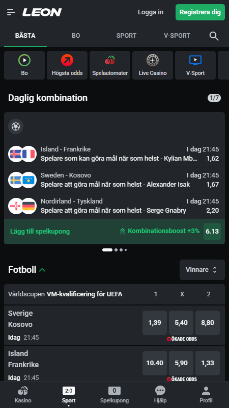 Leon bookmaker betting main page