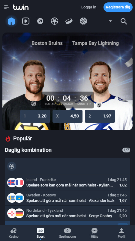 Twin bookmaker betting main page