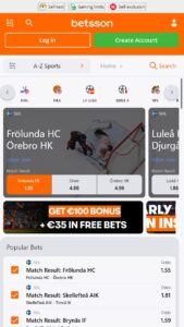 Sportspel tillgängligt hos Betsson